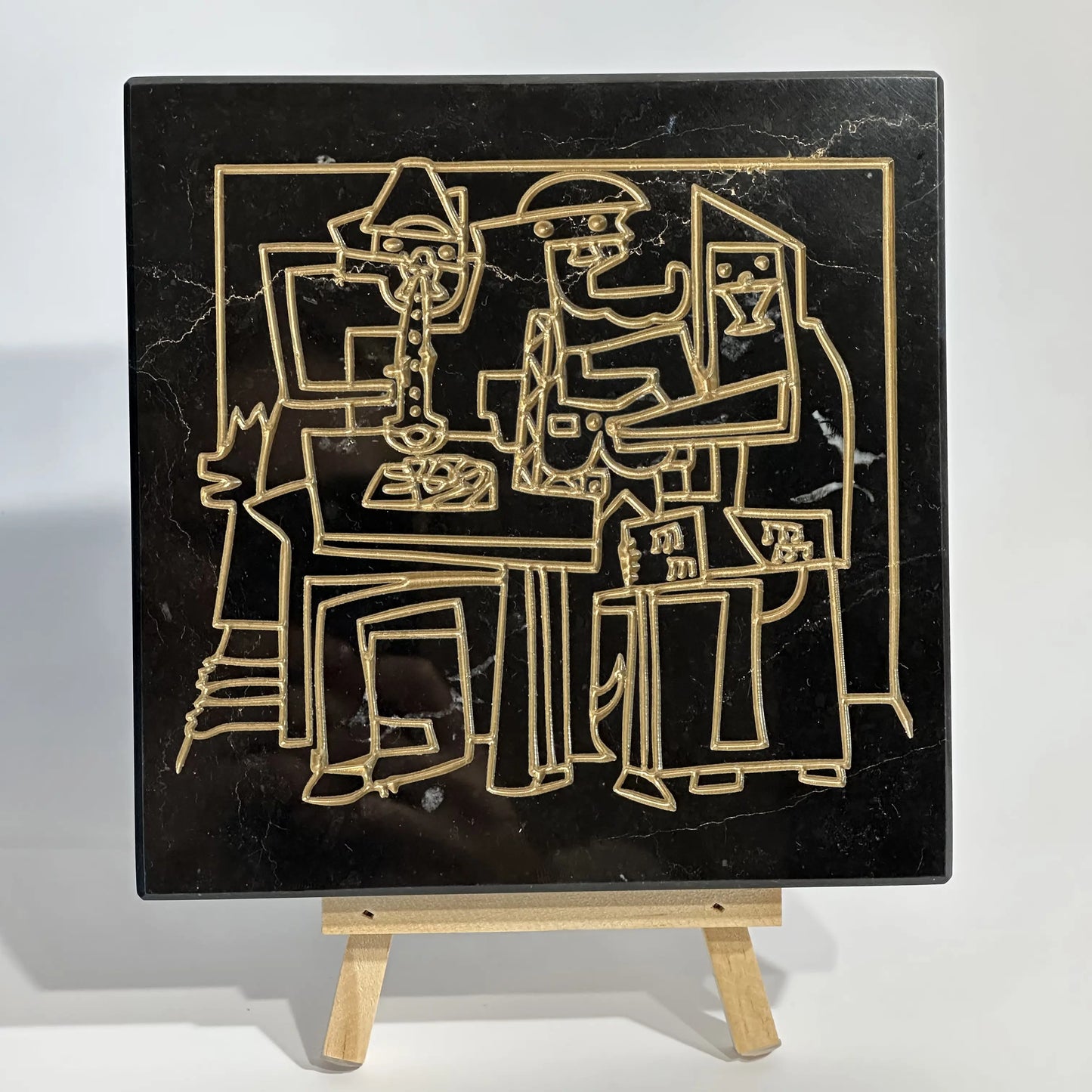 Stone Engraved Artpiece Pablo Picasso - Picasso Three Musicians